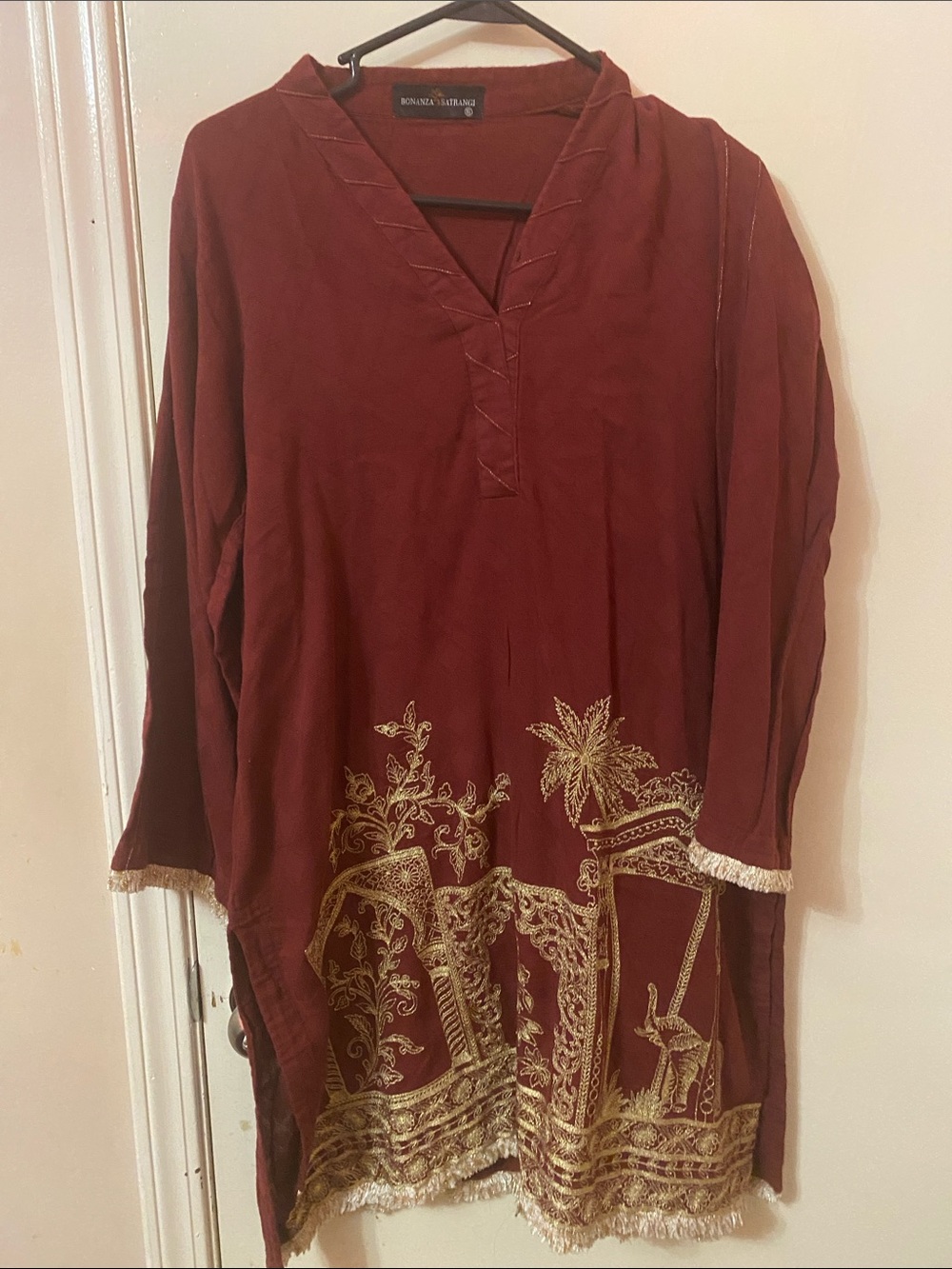 Bonanza Satrangi Maroon Embroidered Women Kurta